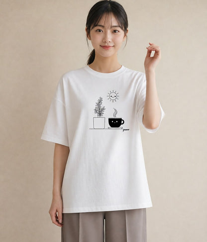 グラフィックTシャツ レディース 観葉植物 ボタニカル 植物 イラスト ナチュラル レイヤード 友達ギフト 白T YMAZO