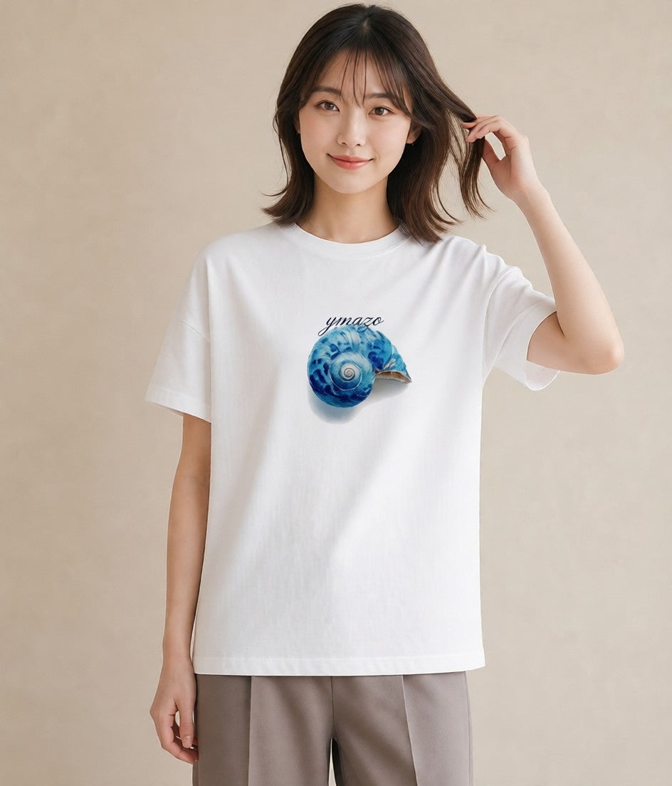 プリントTシャツ レディース 貝 海の生き物 海 イラスト ラフ 公園 ママ 白T YMAZO