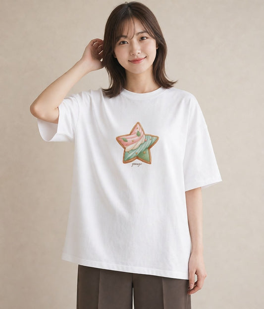 半袖Tシャツ レディース チョコ 食べ物 フード イラスト モード 休日 ペアコーデ 白T YMAZO