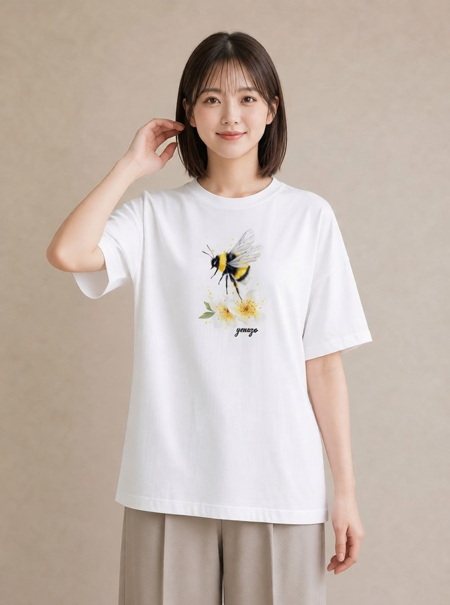 グラフィックTシャツ レディース ハニー 食べ物 フード イラスト 水彩風 女性 旅行用 白T YMAZO