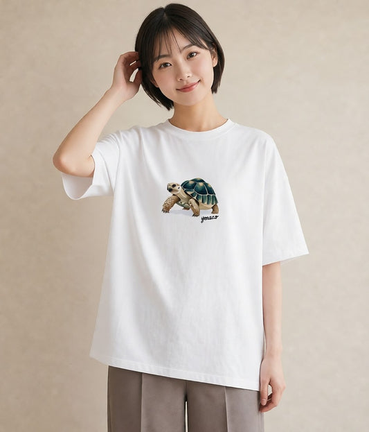Tシャツ レディース ウミガメ 海の生き物 海 イラスト 休日コーデ 自分用 ルームウェア 白T