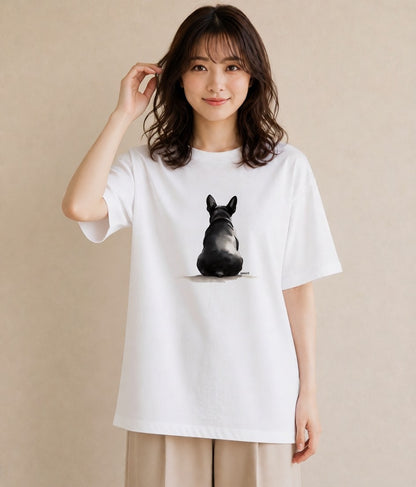 Tシャツ レディース フレンチブルドッグ フレブル 犬 いぬ イラスト 韓国風 普段着 週末コーデ 白T YMAZO