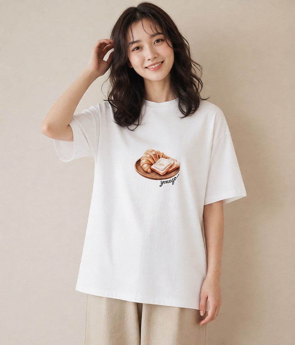 プリントTシャツ レディース たまご 食べ物 フード イラスト フェミニン 旅行用 海 白T YMAZO