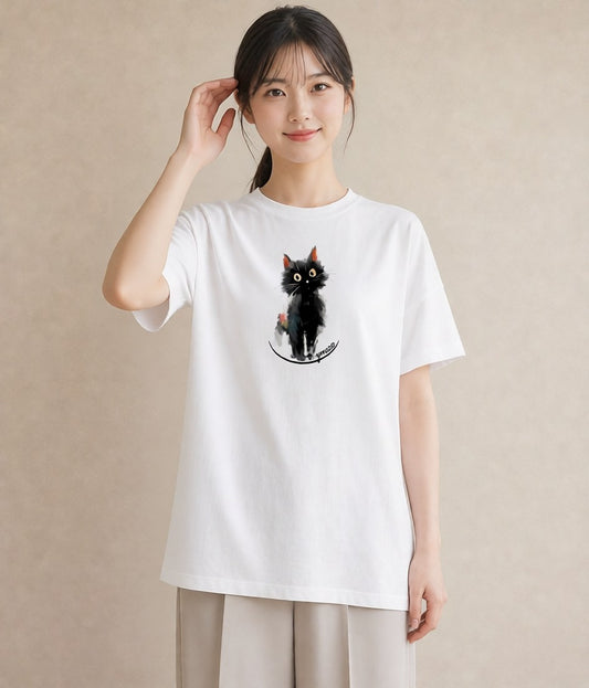 半袖Tシャツ レディース メインクーン 猫 ねこ イラスト 北欧風 休日 ペアコーデ 白T YMAZO