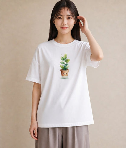 半袖Tシャツ レディース ガラス瓶 小枝 ボタニカル ナチュラル アンティーク イラスト 休日コーデ 帰省 ラフ 白T YMAZO
