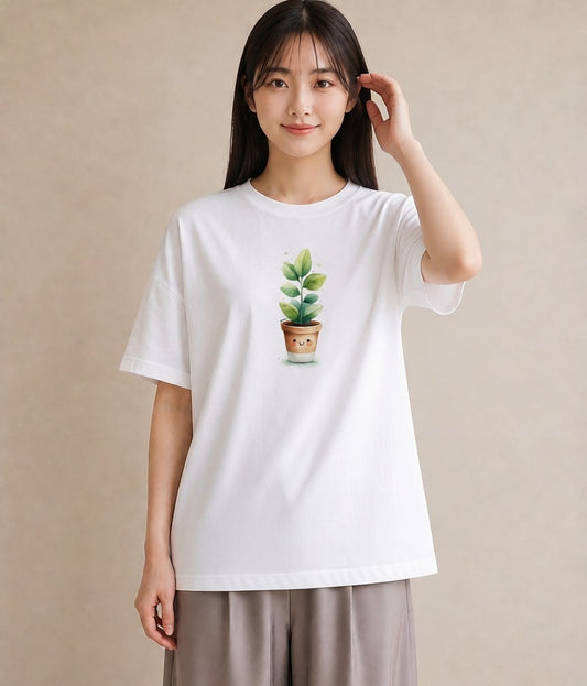 半袖Tシャツ レディース ガラス瓶 小枝 ボタニカル ナチュラル アンティーク イラスト 休日コーデ 帰省 ラフ 白T