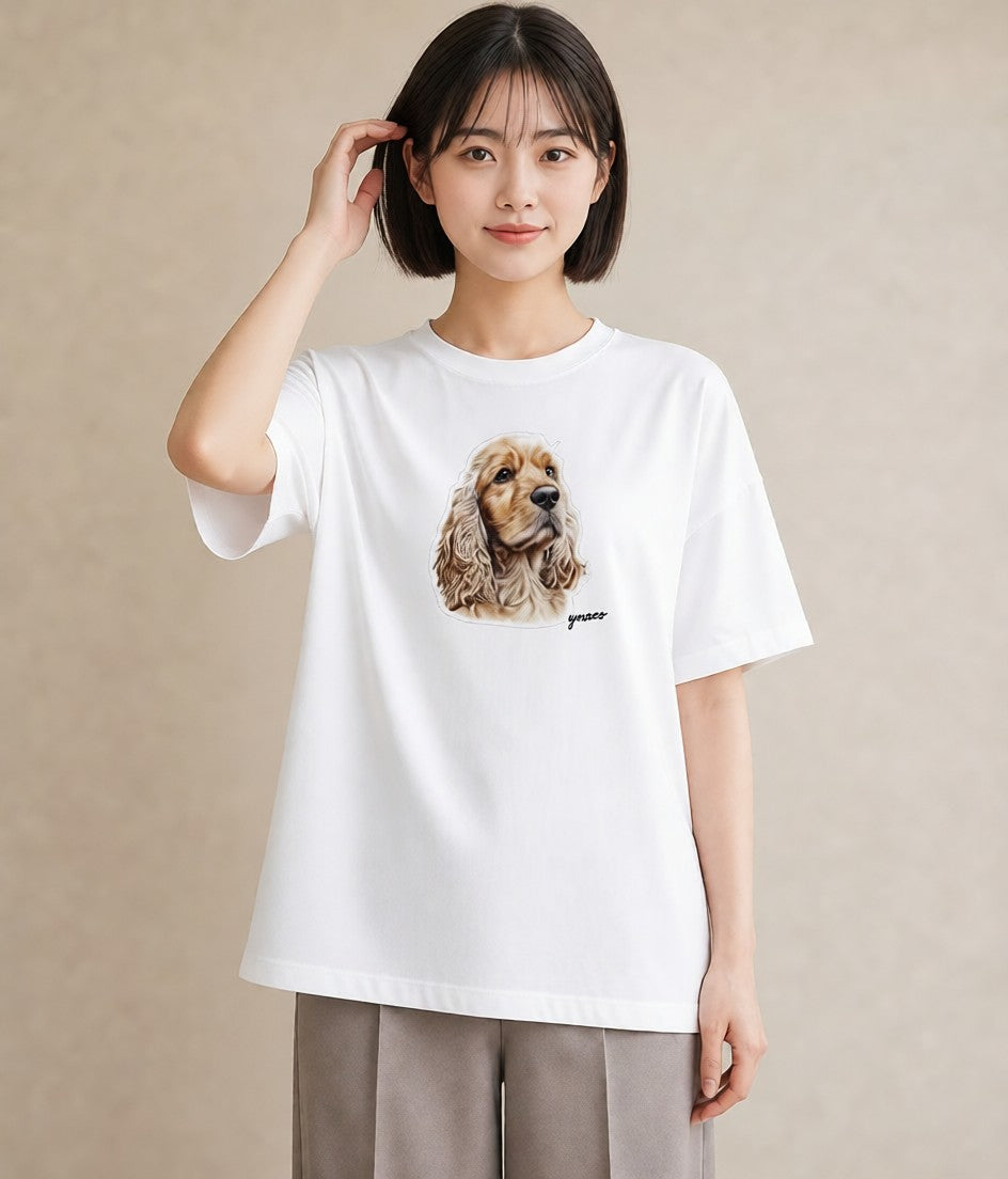 グラフィックTシャツ レディース 白柴 犬 いぬ イラスト 水彩風 春服 ミセス 白T YMAZO