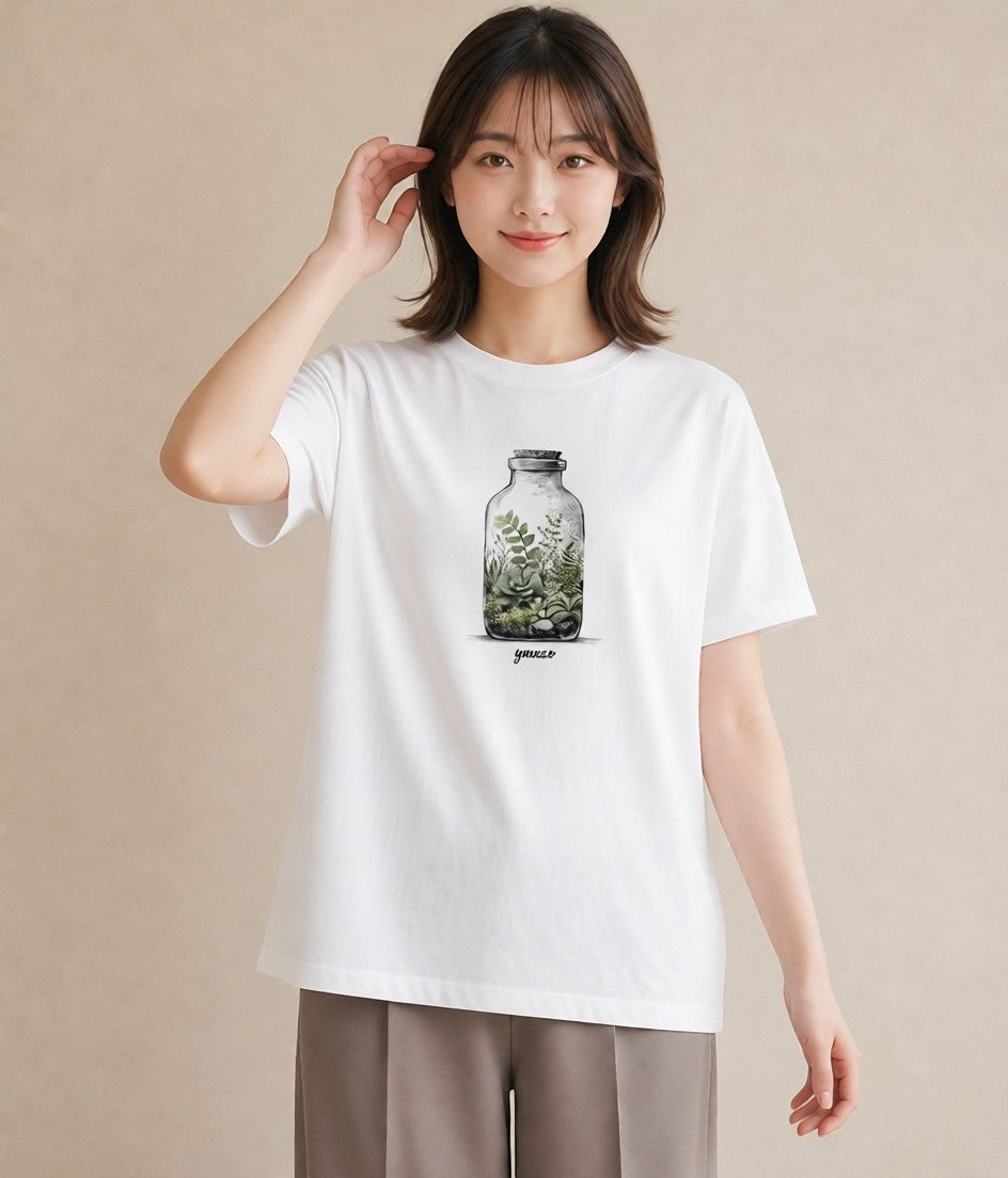 Tシャツ レディース 夕暮れ バルコニー 夕焼け ナチュラル アンティーク イラスト ユニーク 春コーデ 姉妹 白T YMAZO