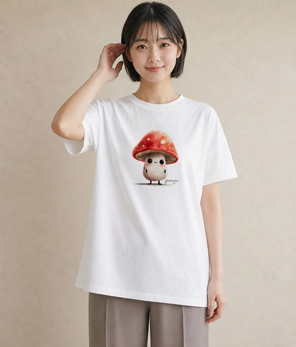 デザインTシャツ レディース きのこ 植物 ボタニカル イラスト 個性的 母娘コーデ 自分用 白T YMAZO