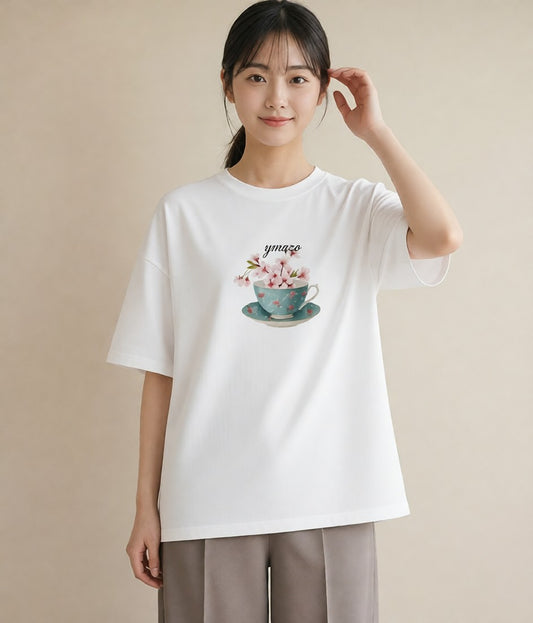 プリントTシャツ レディース ハーブティー 食べ物 フード イラスト レトロ ギフト 母の日 白T YMAZO