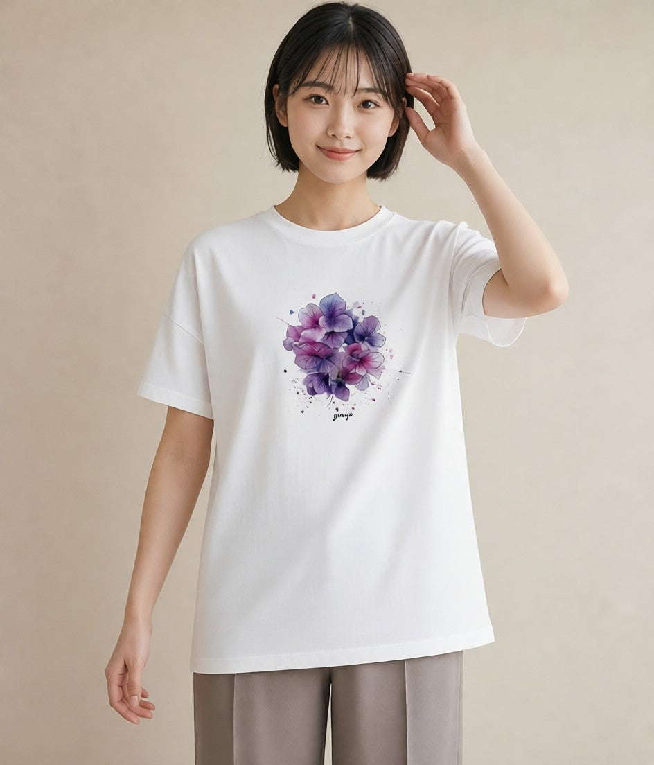 グラフィックTシャツ レディース パンジー 花 花柄 イラスト シンプル 母娘コーデ 自分用 白T YMAZO