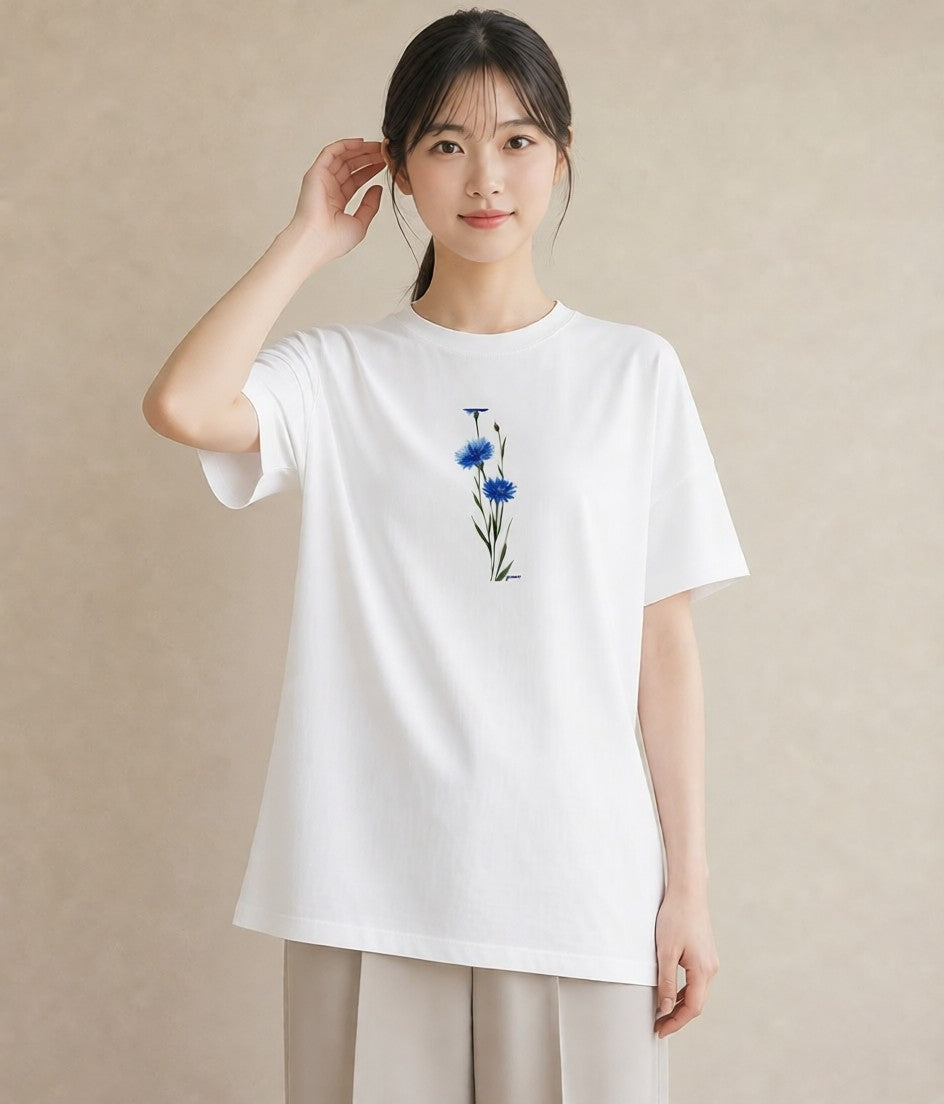 デザインTシャツ レディース カーネーション 花 花柄 イラスト 水彩風 休日 ペアコーデ 白T YMAZO