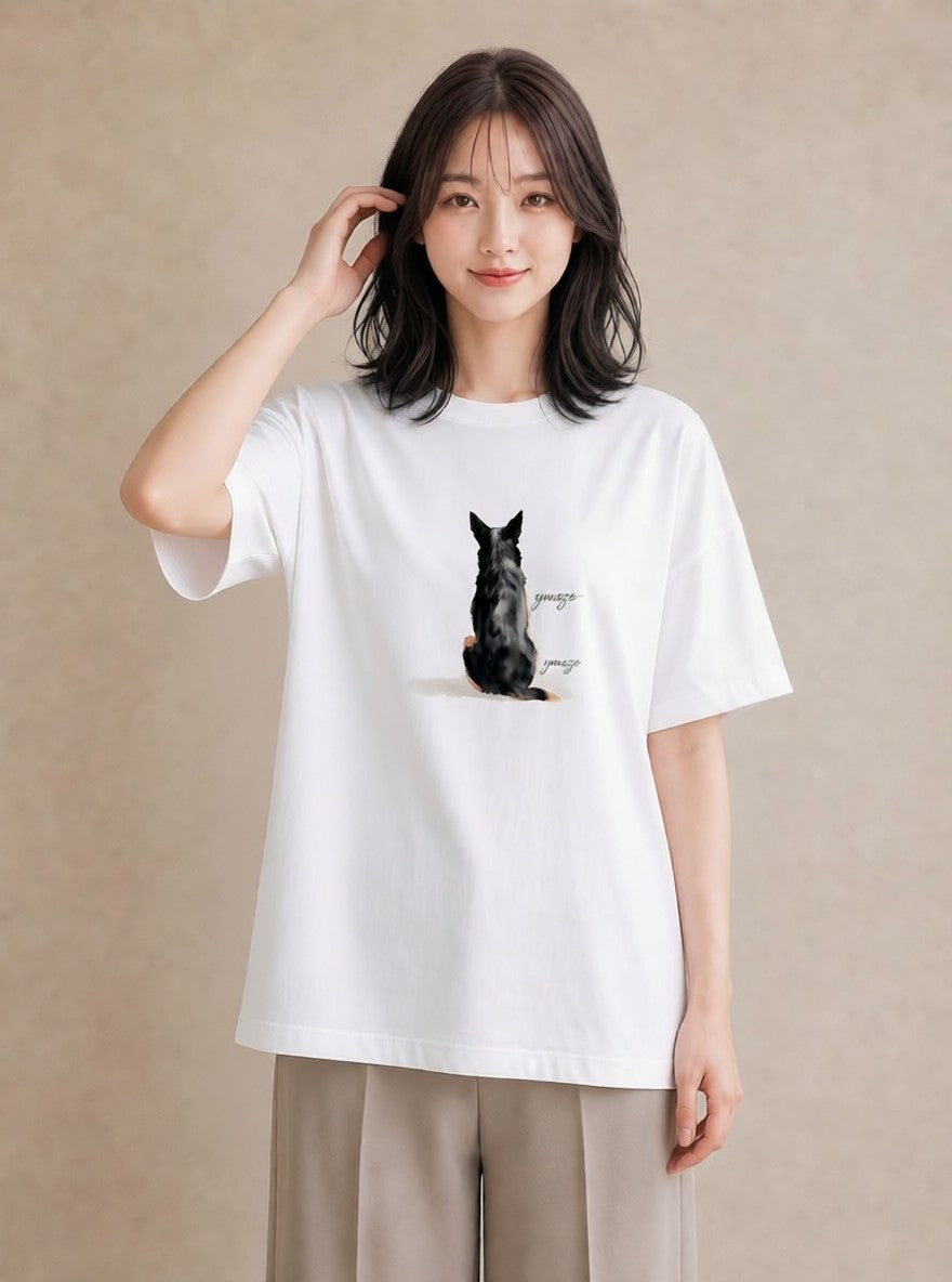 Tシャツ レディース しっぽ 猫 ねこ イラスト ポップ 通学 誕生日プレゼント 白T YMAZO