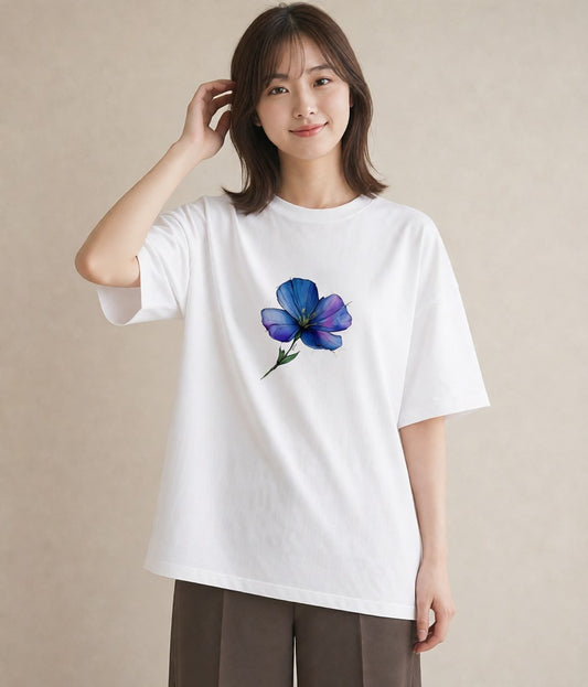 グラフィックTシャツ レディース スミレ 花 花柄 イラスト ラフカジュアル 部屋着 女性向けギフト 白T YMAZO