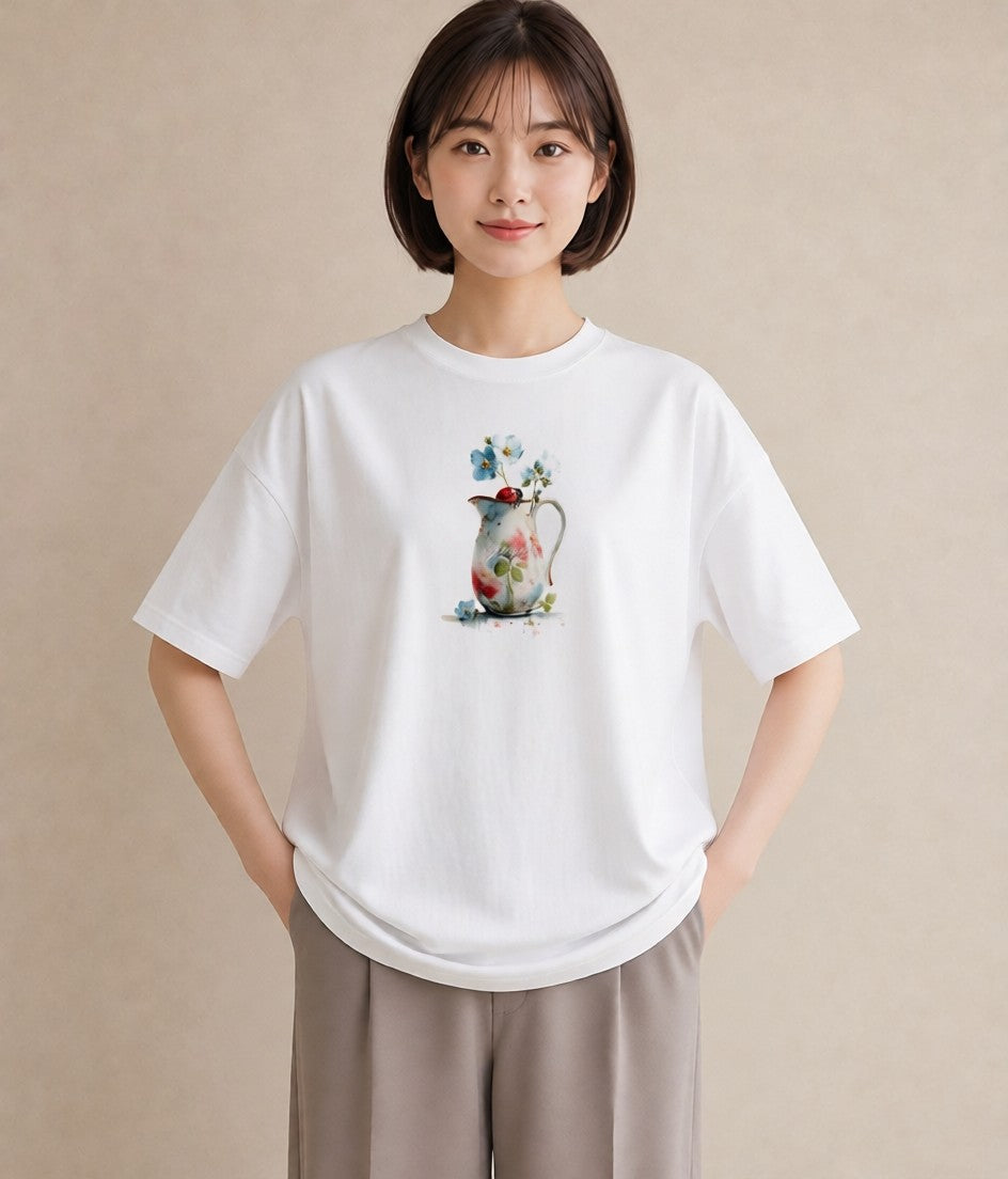 デザインTシャツ レディース てんとう虫 昆虫 虫 イラスト 可愛い レイヤード 友達ギフト 白T YMAZO