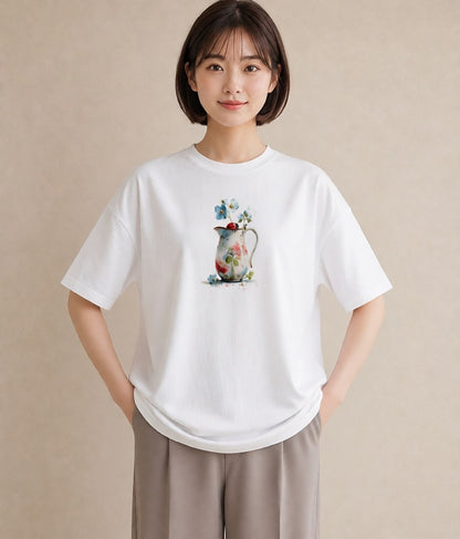 デザインTシャツ レディース てんとう虫 昆虫 虫 イラスト 可愛い レイヤード 友達ギフト 白T YMAZO