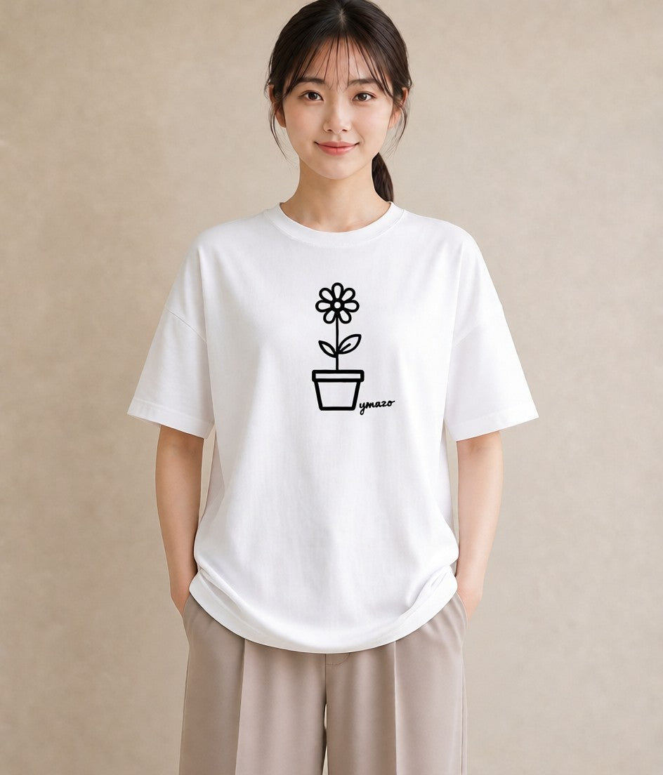 半袖Tシャツ レディース 観葉植物 ボタニカル 植物 イラスト 旅行コーデ お出かけ 普段着 白T YMAZO