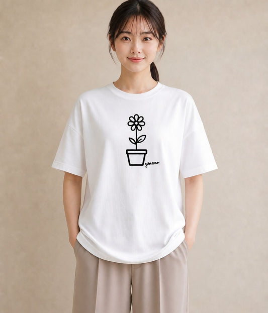 半袖Tシャツ レディース 観葉植物 ボタニカル 植物 イラスト 旅行コーデ お出かけ 普段着 白T YMAZO
