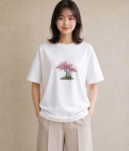 グラフィックTシャツ レディース 盆栽 植物 ボタニカル イラスト 旅行コーデ 部屋着 女性向けギフト 白T YMAZO