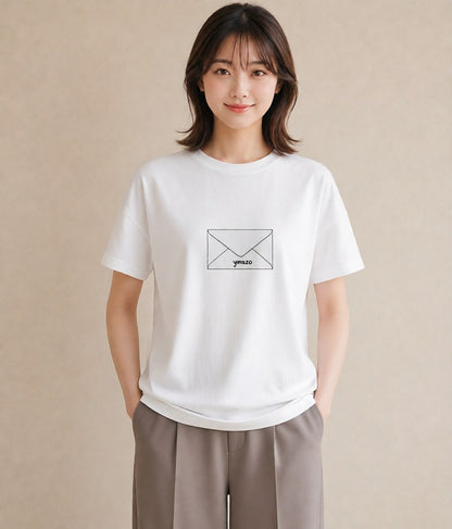 Tシャツ レディース 封蝋 手紙 アンティーク ナチュラル イラスト シック ラフ レイヤード 白T YMAZO