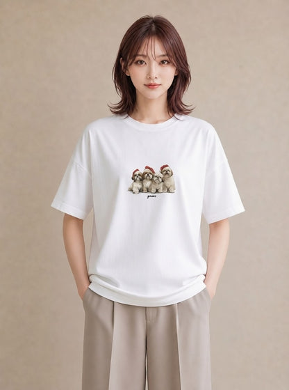 Tシャツ レディース 狆 犬 いぬ イラスト ゆるかわ 秋コーデ おしゃれギフト 白T YMAZO