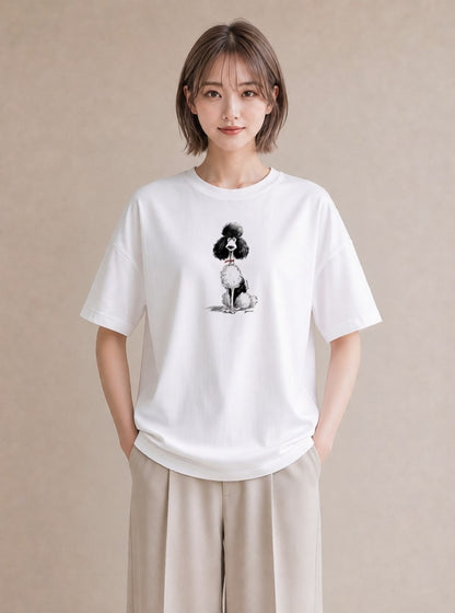 グラフィックTシャツ レディース トイプードル プードル 犬 いぬ イラスト ゆるコーデ 公園 ママ 白T YMAZO