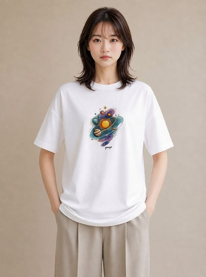 Tシャツ レディース 蟹座 星空 宇宙 イラスト 手描き風 休日 ペアコーデ 白T YMAZO