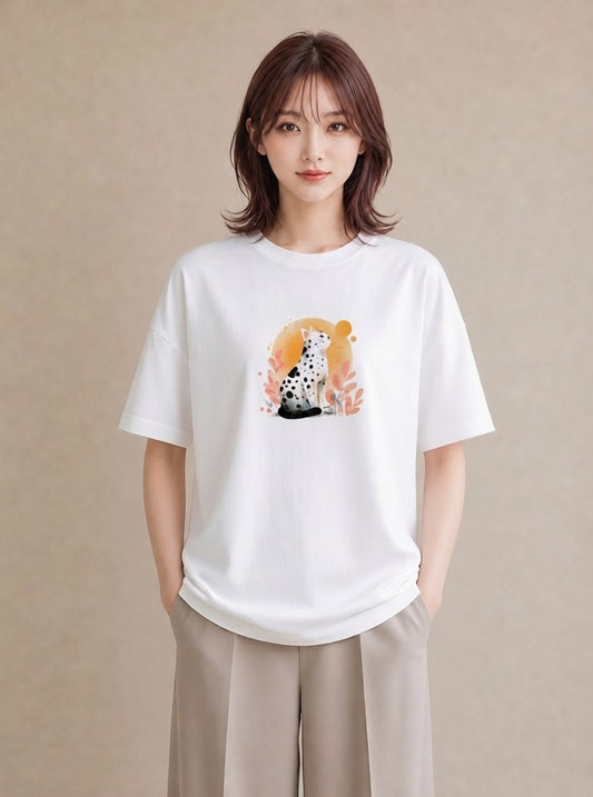 グラフィックTシャツ レディース ベンガル 猫 ねこ イラスト 通勤 在宅 白T YMAZO