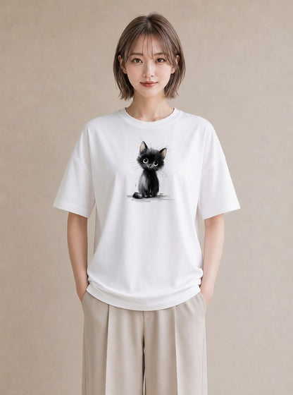 Tシャツ レディース 靴下猫 猫 ねこ イラスト 誕生日プレゼント 綿100 白T YMAZO