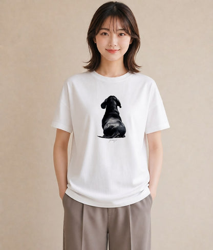 Tシャツ レディース ミニチュアダックスフンド 犬 いぬ イラスト ナチュラル 女子会 お揃い 白T YMAZO