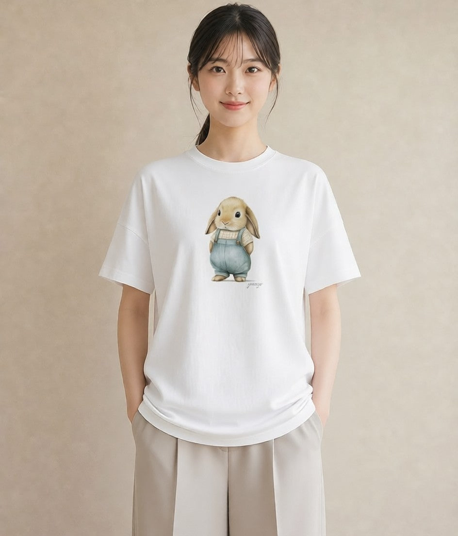 デザインTシャツ レディース ホーランドロップ ペット 動物 イラスト 水彩風 お出かけ 普段着 白T YMAZO