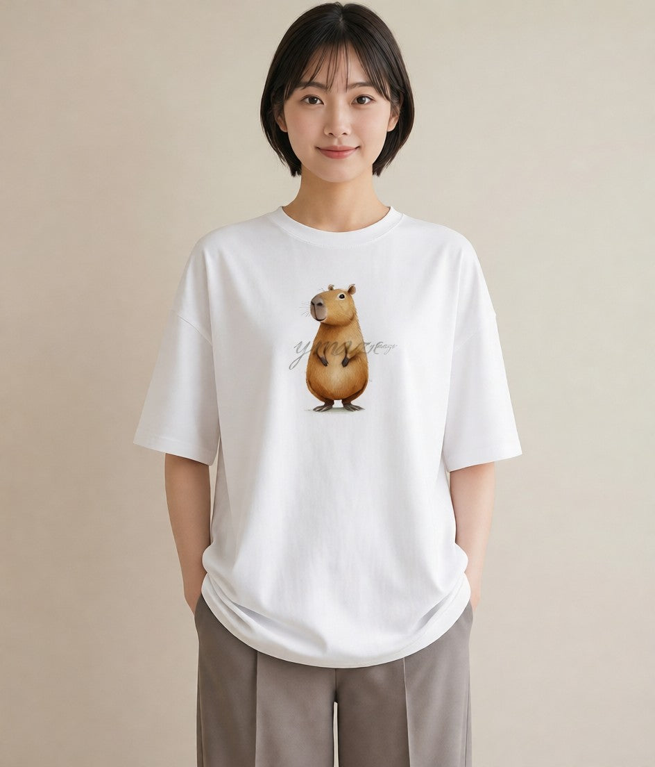 Tシャツ レディース ゴールデンハムスター ペット 動物 イラスト シンプル 送別ギフト 通勤 白T YMAZO