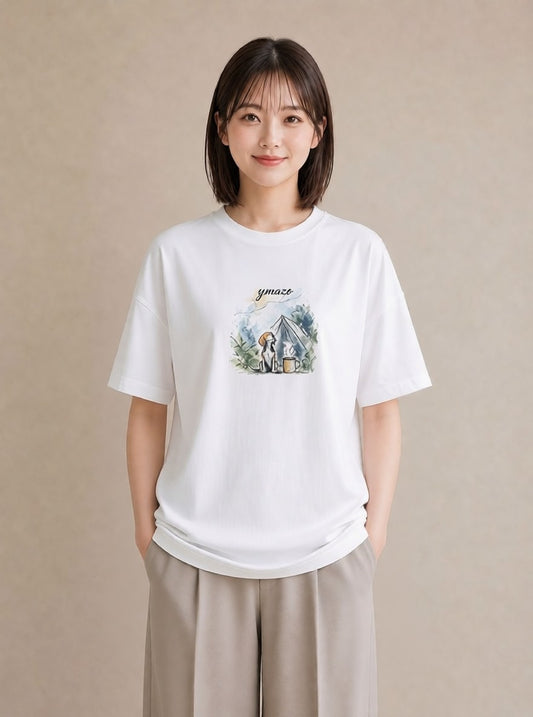 プリントTシャツ レディース ビーグル 犬 いぬ イラスト きれいめ デイリーウェア 休日 白T