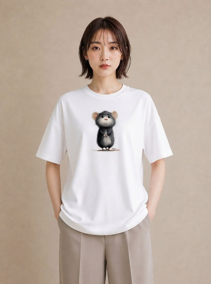グラフィックTシャツ レディース ジャンガリアンハムスター ペット 動物 イラスト ラフカジュアル 買い物 夏コーデ 白T YMAZO
