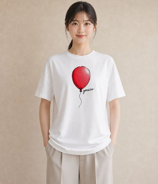 デザインTシャツ レディース 紙風船 和紙 ナチュラル アンティーク イラスト モード ペアコーデ 秋コーデ 白T