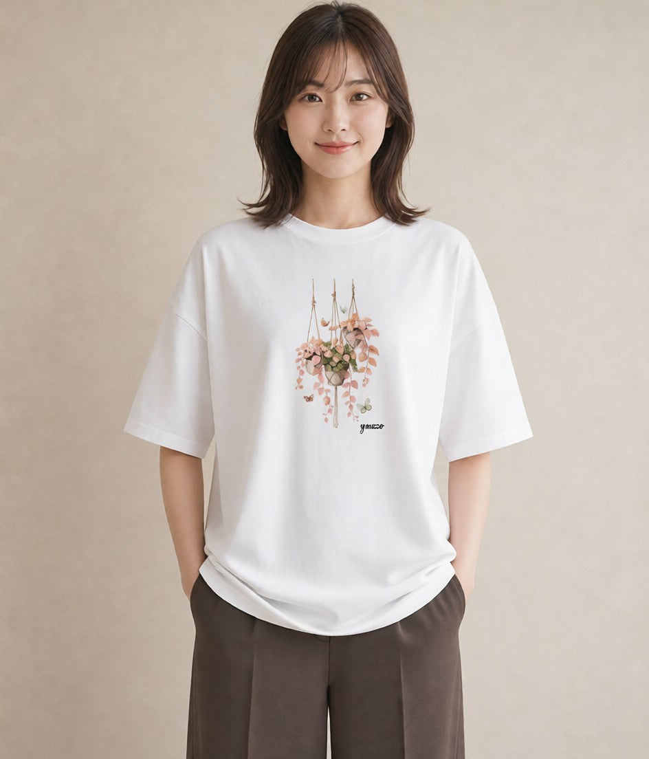 Tシャツ レディース 風鈴 ガラス 夏 ナチュラル アンティーク イラスト 抜け感 休日 ペアコーデ 白T YMAZO