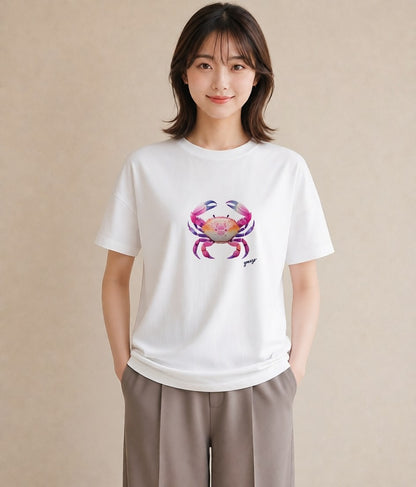 プリントTシャツ レディース エビ 海の生き物 海 イラスト 旅行コーデ お揃い 親子 白T YMAZO