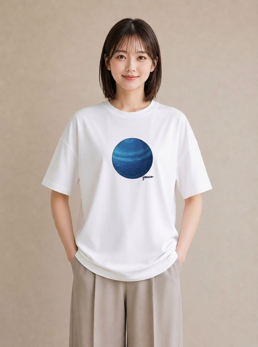 プリントTシャツ レディース 宇宙 星空 イラスト 旅行コーデ 在宅 公園 白T YMAZO