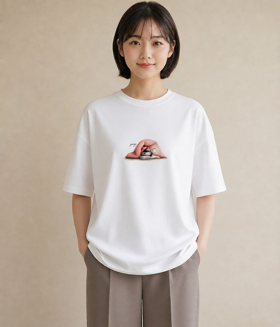 半袖Tシャツ レディース てんとう虫 昆虫 虫 イラスト アート風 姉妹 送別ギフト 白T YMAZO