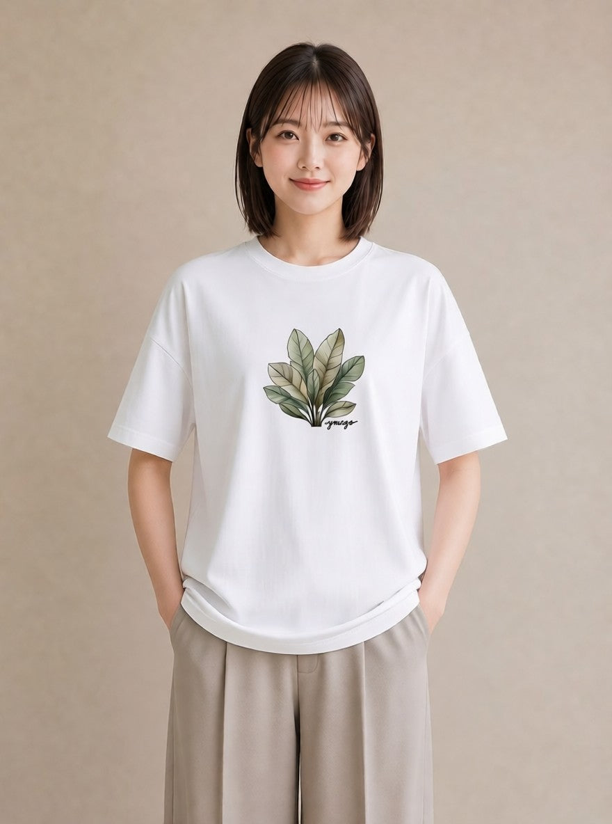 デザインTシャツ レディース 観葉植物 植物 ボタニカル イラスト 普段使い 秋コーデ おしゃれギフト 白T YMAZO