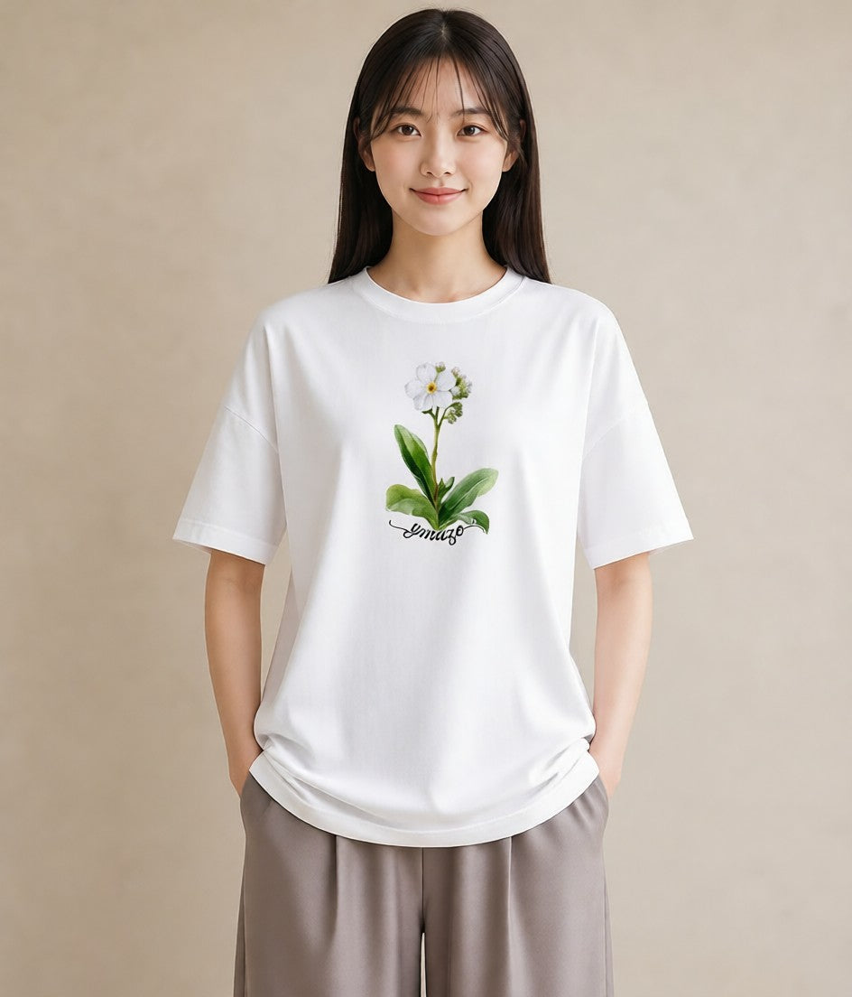 プリントTシャツ レディース 金木犀 花 花柄 イラスト シック 母の日 ビーチ 白T YMAZO
