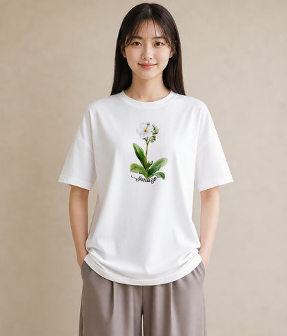 プリントTシャツ レディース 金木犀 花 花柄 イラスト シック 母の日 ビーチ 白T YMAZO