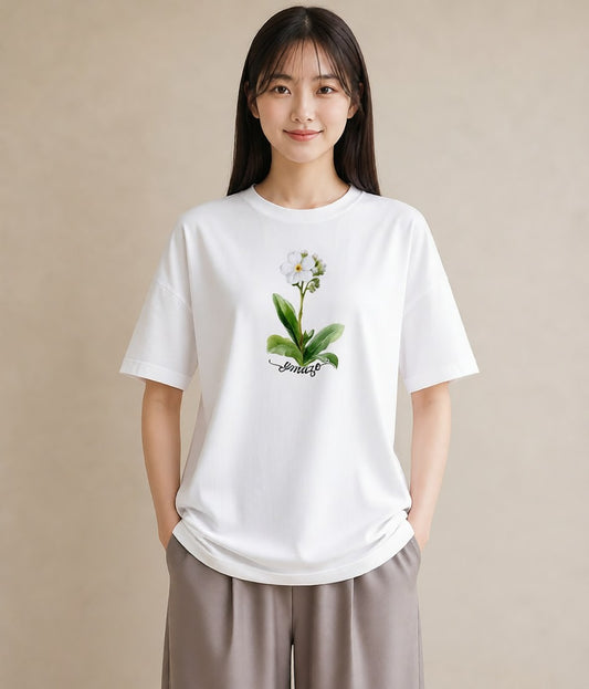プリントTシャツ レディース 金木犀 花 花柄 イラスト シック 母の日 ビーチ 白T YMAZO