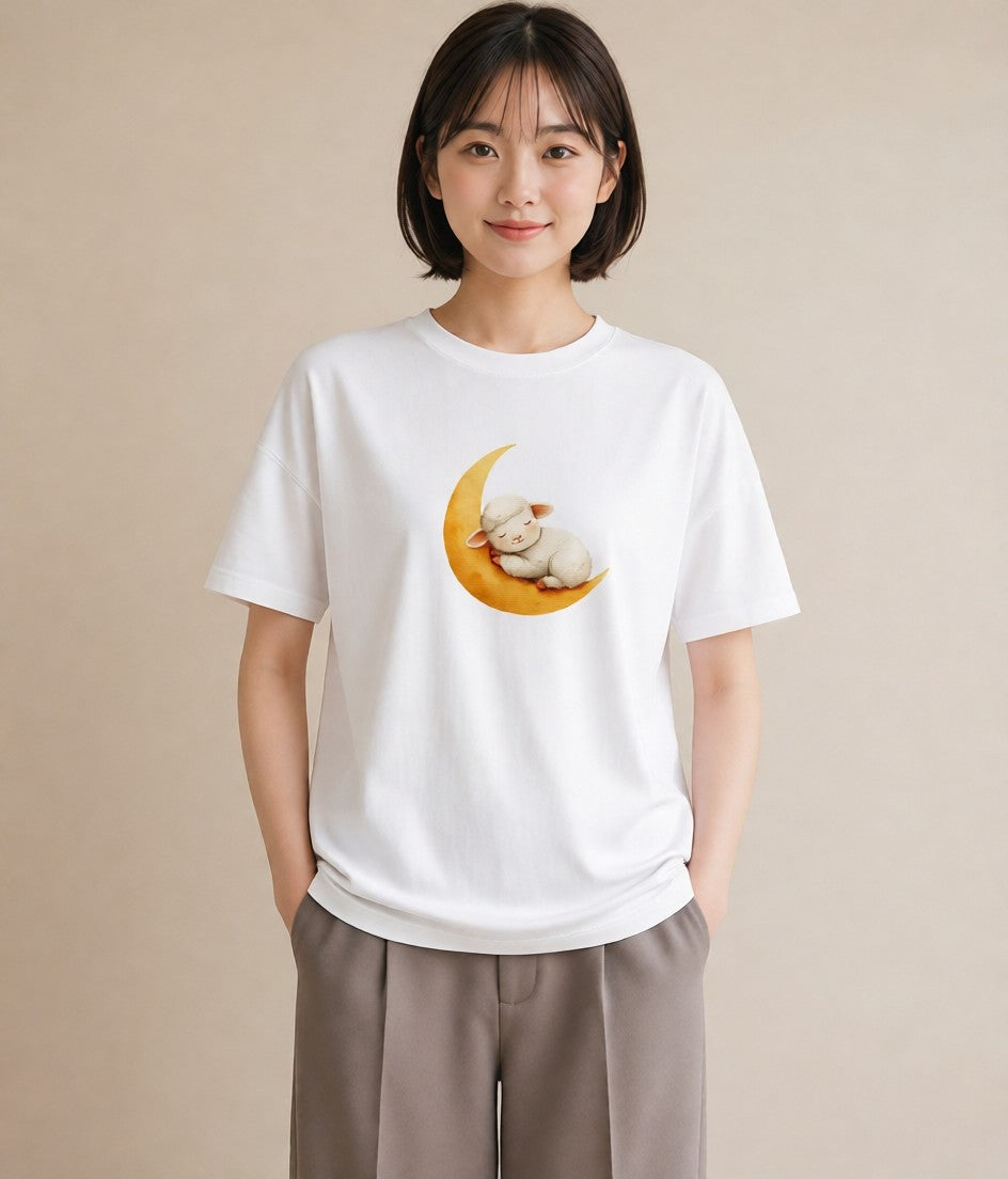 プリントTシャツ レディース ひつじ 動物 アニマル イラスト こなれ感 公園 ママ 白T YMAZO
