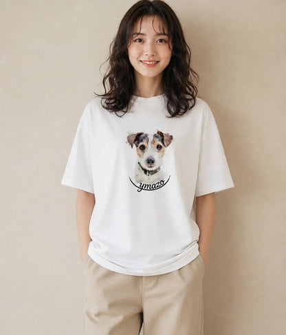 Tシャツ レディース ジャックラッセルテリア 犬 いぬ イラスト 北欧風 春服 ミセス 白T YMAZO