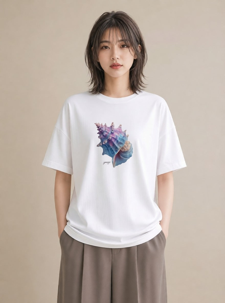 グラフィックTシャツ レディース ヤドカリ 海の生き物 海 イラスト 可愛い 綿100 デート 白T YMAZO