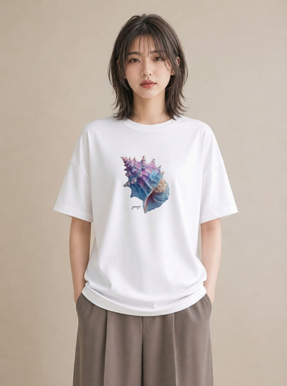 グラフィックTシャツ レディース ヤドカリ 海の生き物 海 イラスト 可愛い 綿100 デート 白T YMAZO