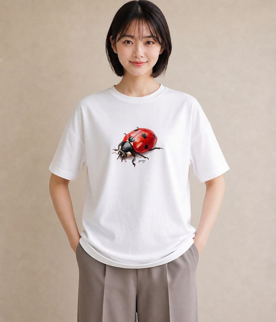 半袖Tシャツ レディース クワガタ 昆虫 虫 イラスト ヴィンテージ風 通学 誕生日プレゼント 白T YMAZO