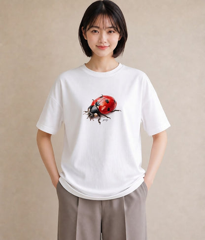 半袖Tシャツ レディース クワガタ 昆虫 虫 イラスト ヴィンテージ風 通学 誕生日プレゼント 白T YMAZO
