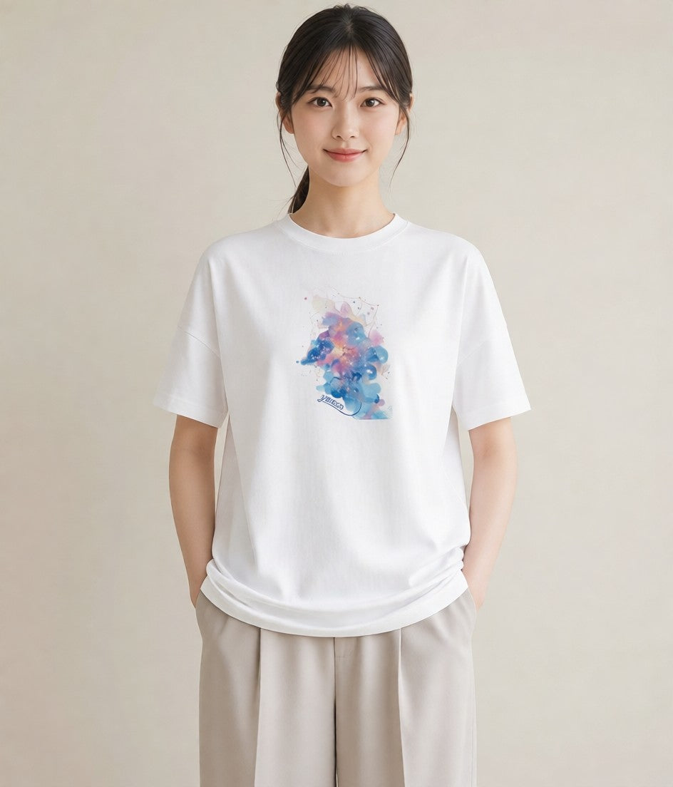 Tシャツ レディース 双子座 星空 宇宙 イラスト お洒落 夏コーデ 通学 白T YMAZO